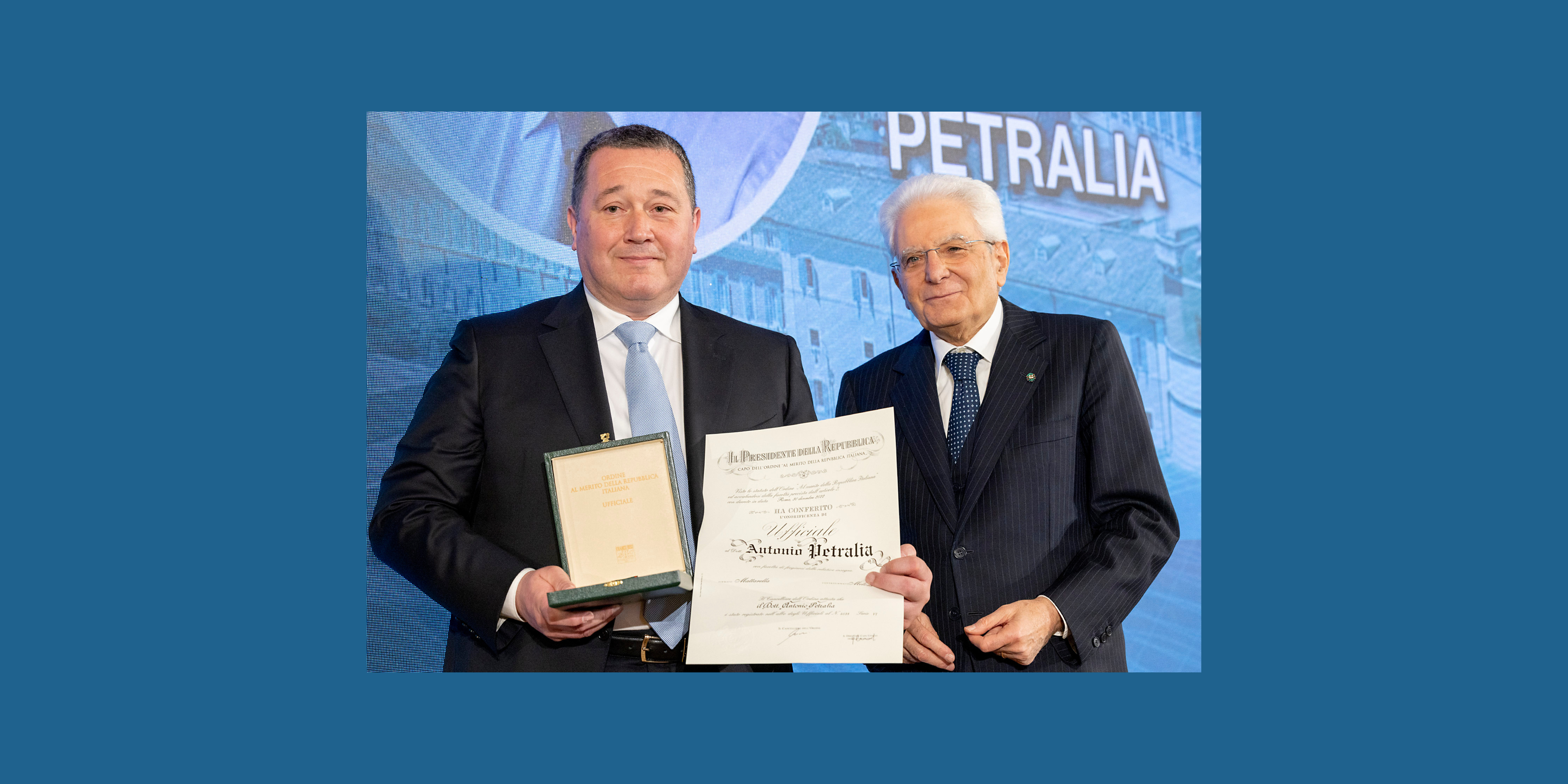 The CEO of Eurosets was honoured by the President of the Republic Sergio Mattarella ‘for realising a gesture of solidarity through his activity as an entrepreneur